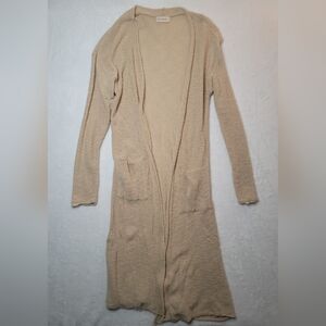By Together Open Duster Cardigan Sz S Beige Full Length Long Sleeves W/ Pockets